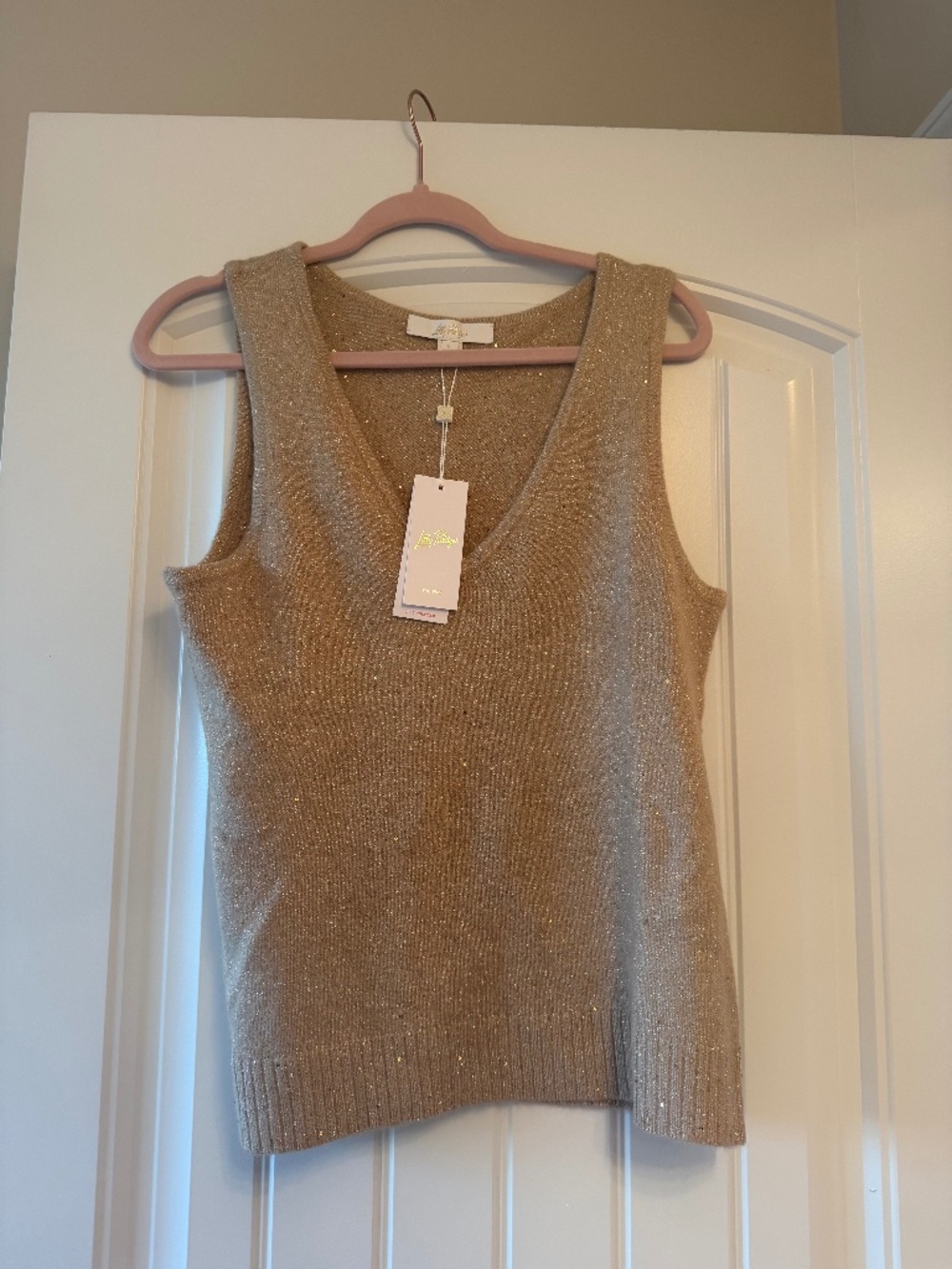 Lilly Pulitzer Gold Averie Sequin Sweater Tank - NWT